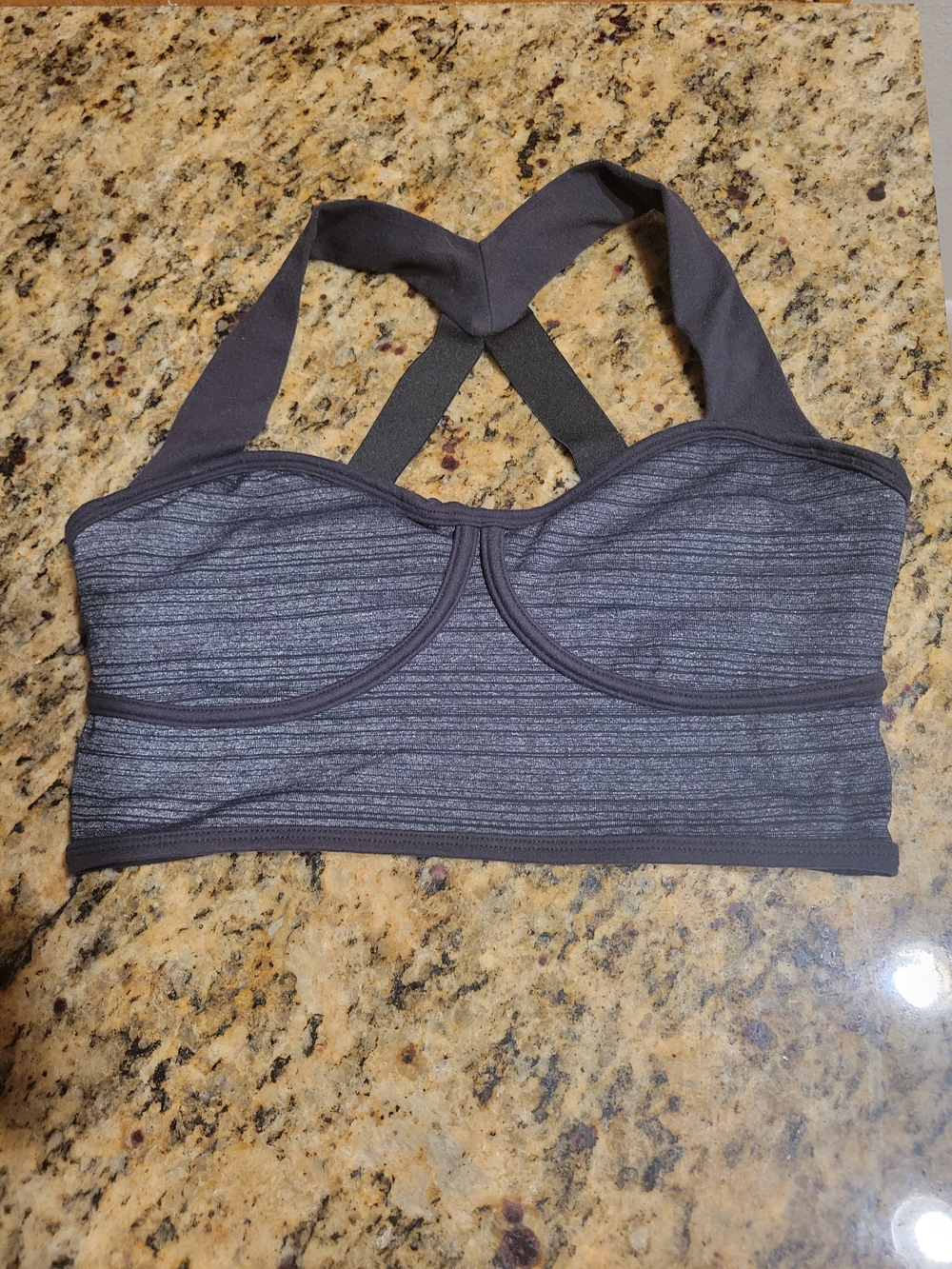 Beyond Yoga Charcoal Gray Striped Support Bralette
